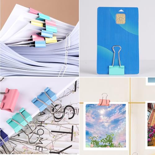 Image of Ufmarine 40 Pcs Small Binder Clips 3 /4 Inch Length, Colored Small Paper Clips for Office
