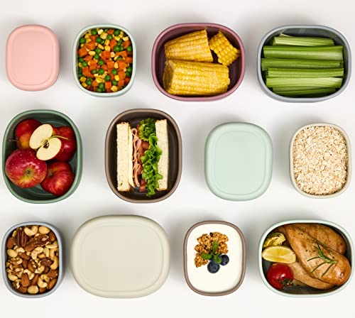 Bnu Silicone Containers Set Of 3 – Premium Meal Prep Container For Kitchen, Camping, Office – Heat Resistant Non-Bpa Leakproof Food Containers – Modern Colors And Durable Design (Ivory Brown) #TOP4