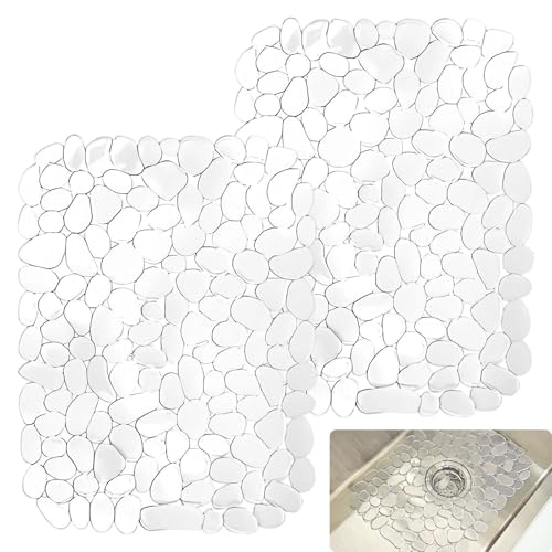 2 PCS Sink Protector Mat 40x30cm Cuttable Sink Protector Non-Slip Sinks Drainer Mat for Kitchen Stainless Steel Sinks for Dishes and Glassware
