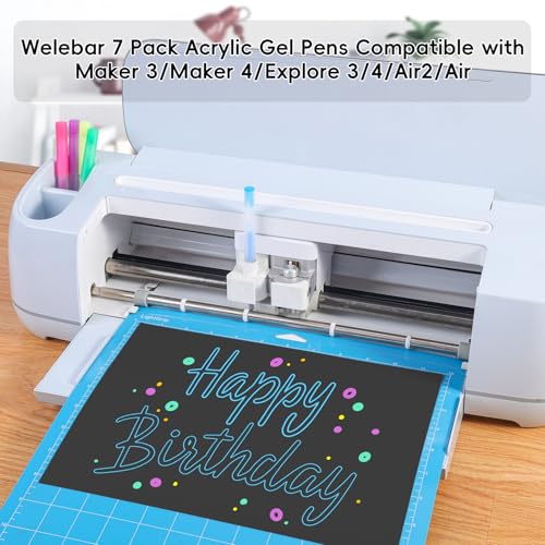 Image of 0.8mm Acrylic Gel Pen Set, Compatible with Cricut Maker 3 /Maker 4 /Maker /Explore 3 /4 /5 /Air 2 /Air, 7 Pack Medium Point Pens for Writing, Drawing, DIY Crafts