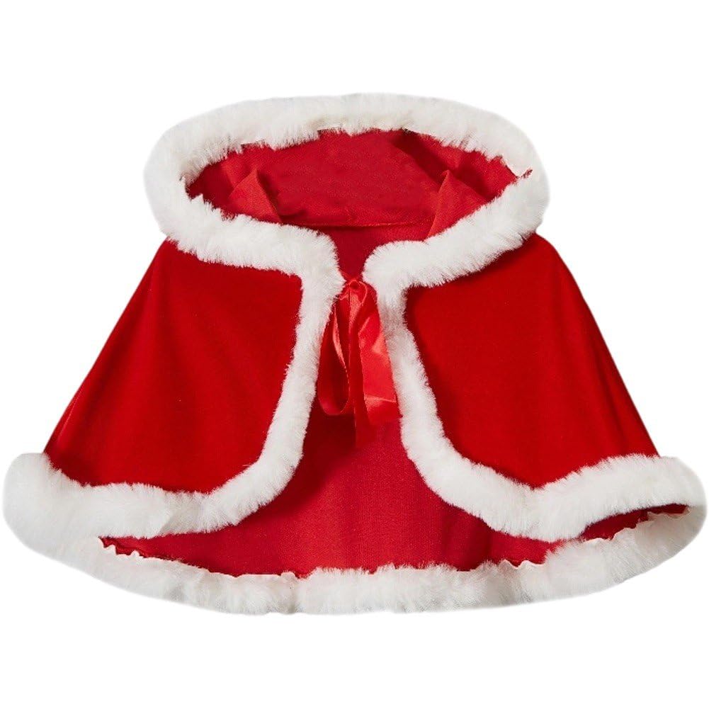 Capa Navideña Corta para Mujer con Capucha de Santa Claus Disfraz Cosplay
