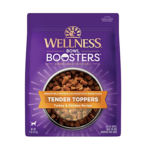 Image of Wellness Bowl Boosters Tender Toppers Dog Food Topper for Small, Medium, and Large Breeds, Grain Free, Natural, Turkey and Chicken Recipe, 2 lb Bag
