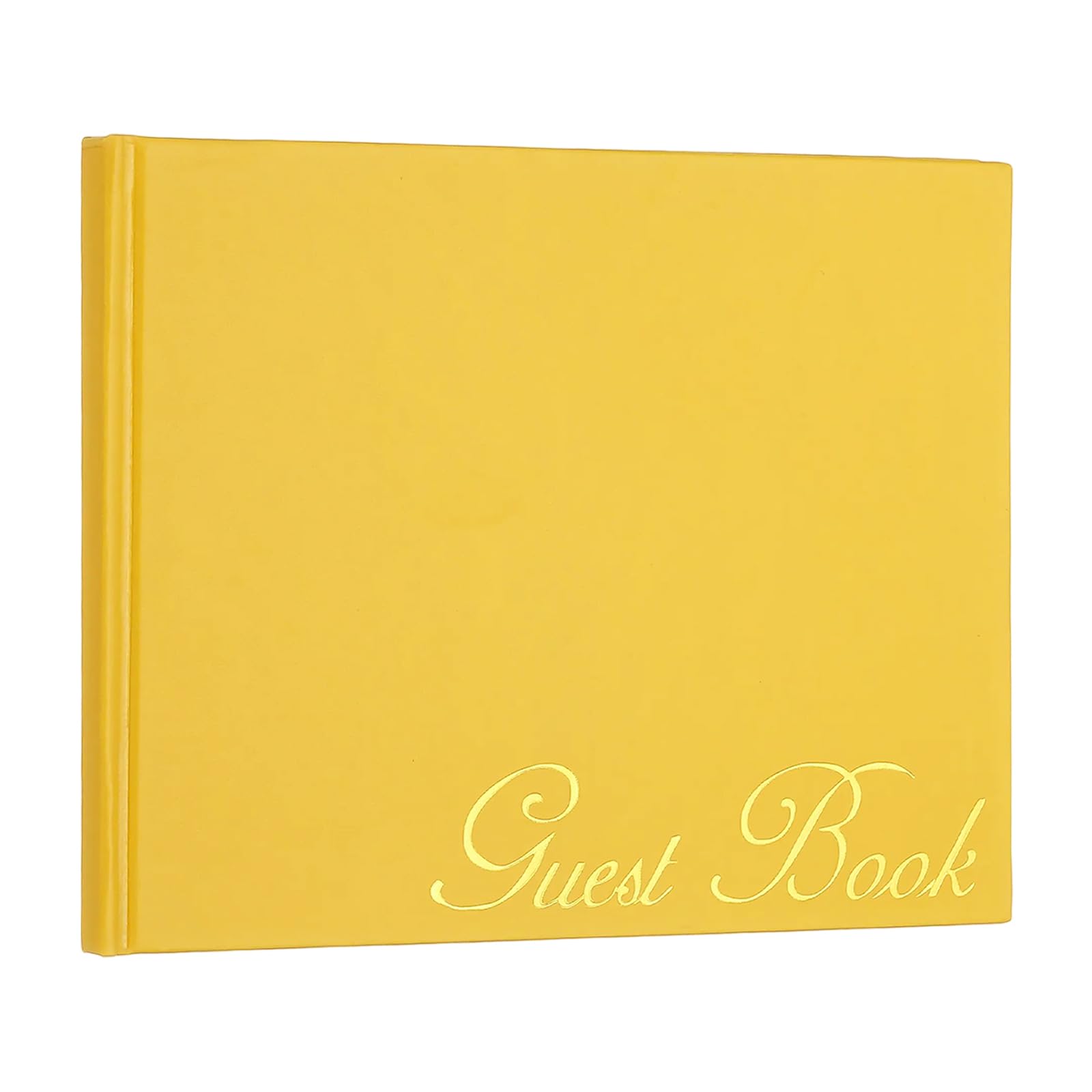 PATIKIL Elegant Guestbook, 9"x7" PU Leather Wedding Guest Book Stylish Sign in Book with 50 Blank 120GSM Paper for Receptions Birthdays Funerals Special Events, Lemon Yellow