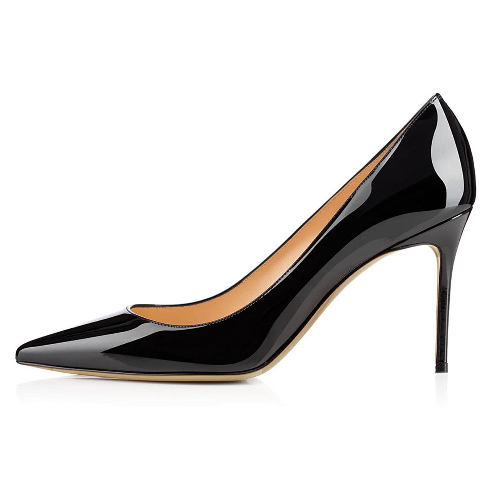 Talons Hauts Escarpins Talons Aiguilles Bout Pointu Femmes Sandales Enfiler Sans Dos Chaussures Soirée Bureau 8,5cm,Black-42