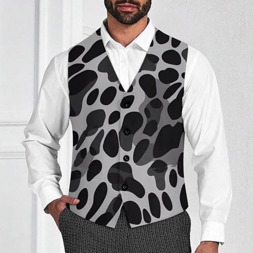 Black Grey Leopard Mens Slim Fit Suit Vest Dress Waistcoat Casual Business Vest2