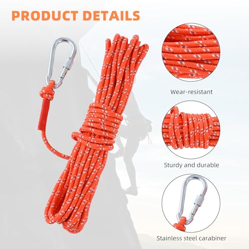 LZ.MZXU 6mm 10M Bootsseil, Multifunktionsseil Schwimmendes Seil Anker Festmacher Boot Kajak Kanu Schleppleine für Camping, Zelt, Schwimmen, Boot, Wandern (Orange)