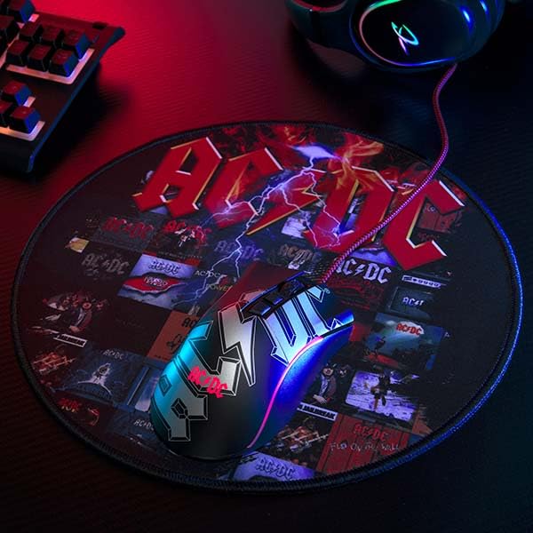 Image of SUBSONIC Metal Music Wired Gaming Mouse - 7200 Dpi Optical Sensor Gaming Mouse - Ergonomic Shape - 7 Programmable Buttons - Officially Licensed Gift (AC /DC)