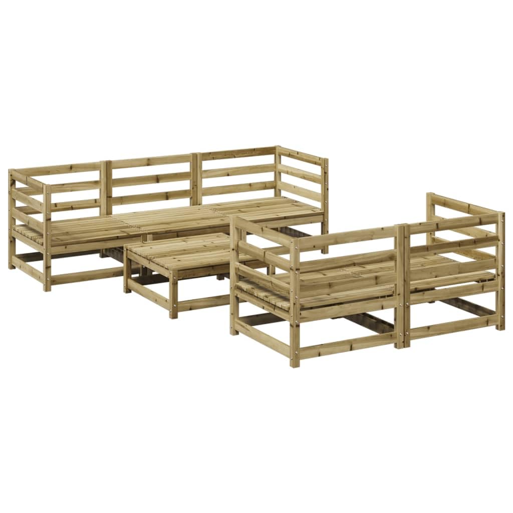 Salon de Jardin 6 pcs en pin traité pour éviter le vieillissement du bois