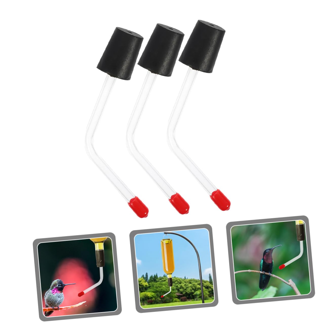 UPKOCH 5 Ensembles Mangeoire À Colibris D'Extérieur pour Oiseaux Tube d'alimentation pour Colibris Mangeoire À Eau pour s À Tube pour s 3 pièces * 5