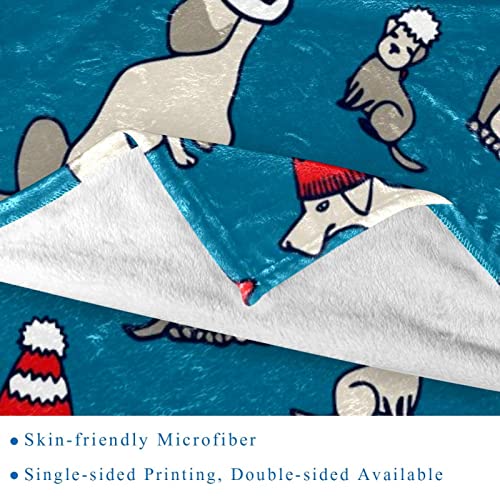Couverture polaire en microfibre 150x130cm avec bonnet de Noël pour lit et canapé