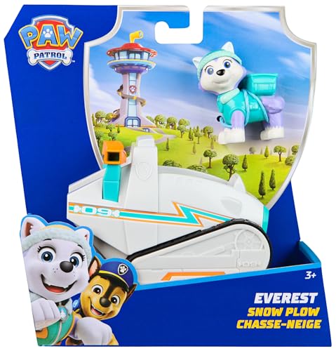 PAW PATROL - Everest-Figur mit Schneemobil-Rettungsfahrzeug, stabiles Basis-Fahrzeug (2025), authentisches Spielzeug zur Serie für Kinder ab 3 Jahren