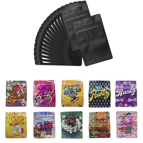 100 Bags, 1 Special Cartoon Pattern, Resealable Candy Bags, Gummies Bags, 5 x 4 Inch Storage Baggies, Treat Bags, Cookie Bag (black) Cover