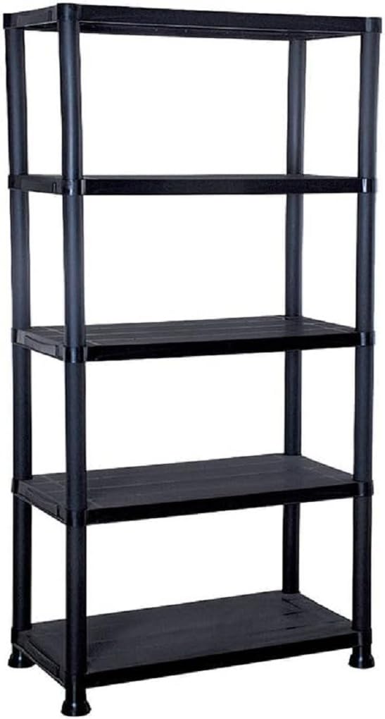 Optimal Products 4&5 Tiers Plastic Racking Shelf Heavy Duty Garage Shelving Storage Shelves Units UK (5 Tier)