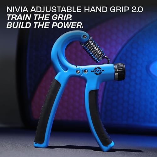 Image of Nivia Hand Grip 2.0 for men and women with 5 to 60 kg adjustable resistance, Steel spring, Anti-slip grip, Durable, Grip For Forearm Strength Training (Blue)