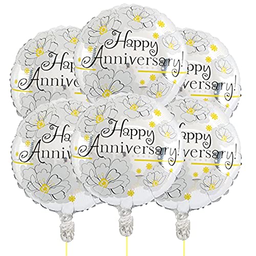 Image of AMFIN (Pack of 7) Happy Anniversary Foil Balloon /Anniversary Decoration foil /Foil Decoration Anniversary /Suprise Anniversary Balloon