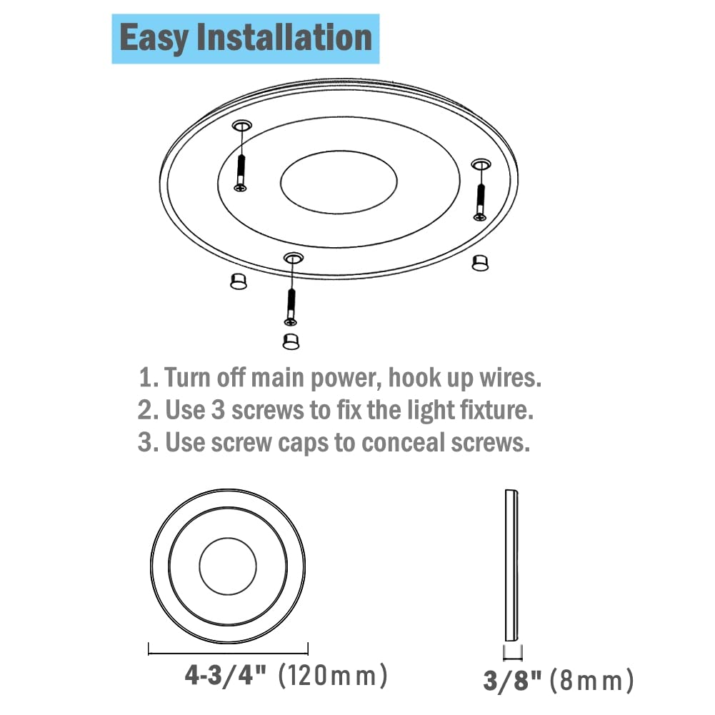 acegoo 4 x LED Plafoniera 12V per Camper Illuminazione Interna, 120mm 3000K 400lm Acrilico Lampada da Soffitto per Auto Camper Caravan Barca Yacht (Dimmerabile, senza interruttore)