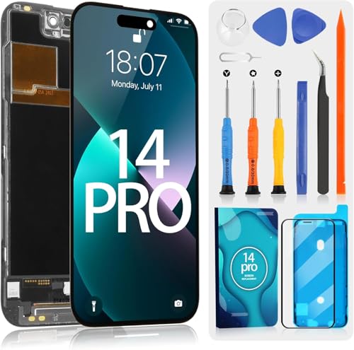 ARSSLY LCD Display für iPhone 14 Pro Ersatz Bildschirm für iPhone 14Pro A2890 A2650 A2889 A2892 A2891 6.5 LCD Display Touchscreen Ersatz Digitizer Reparatur Montage mit Reparatur Schwarz