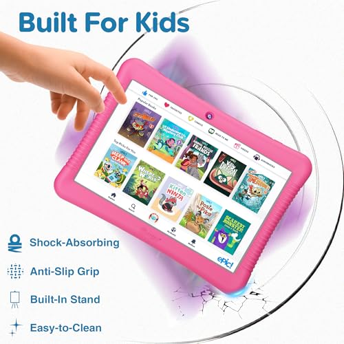 Image of Contixo 10 inch Android Kids Tablet Bundle - 32GB, Epic! & Lingokids Educational Apps, Parental Controls, Kid-Proof Case w /Kickstand & Stylus, Headphones & Sleeve Bag - Pink