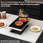 Electric Cooktop 2 Burner, 1800W Radiant Electric Stove Top 120V with Countertop & Built-in Design, 12 inch Touch Control Ceramic Cooktop with Safety Lock, 9 Level Power, Timer - Plug in - Image 5