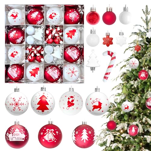 Lvjkes Weihnachtskugeln, 46 Stück 3-7 cm Bruchsichere Kunststoff...