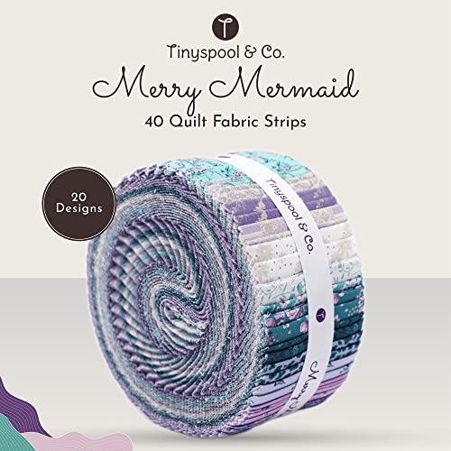 tinyspool amp co jelly roll fabric strips for quilting crafting and sewing 40 strip assorted bundle soft cotton for blanket rug upholstery home decor and purse making merry mermaid