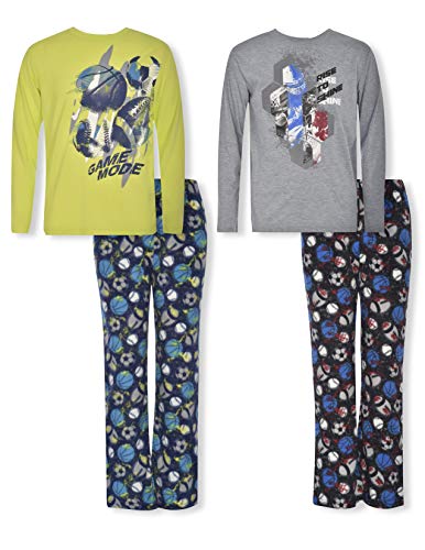 Sleep On It Boys Pajama Pant Set 4-Piece Long Sleeve Sleep Shirts & Soft Pajama Bottoms Set (2 Full Sets)