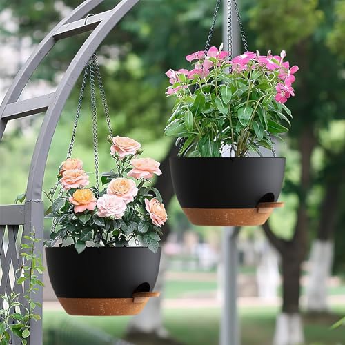 Set of 3-10 Inch Self Watering Hanging Planters for Indoor Outdoor - image 8