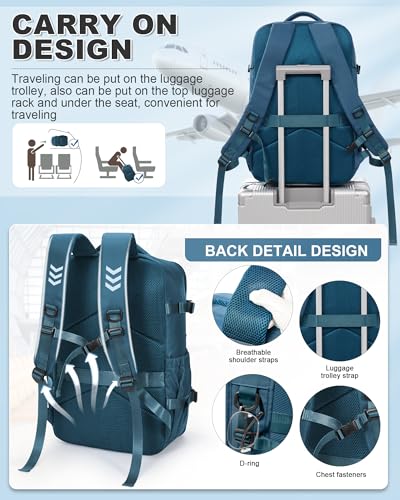 Image of winspansy Vacuum Backpack Travel Essentials with Air Pump Compression Bags for Travel Carry on Flight Approved Seal Vacpack Personal Item Backpack with Vacuum System for Women Men Peacock Blue