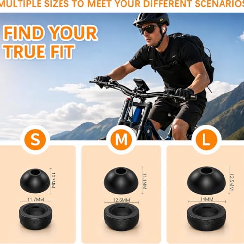 Image of Mizi Memory Foam Replacement Ear Tips for AirPods Pro 3 (2025), Better Noise Cancellation, Secure & Comfortable Fit, 3 Pairs S /M /L, Black