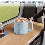 Topwit Hot Pot Electric, Electric Pot, 1.6L Ramen Cooker, Multifunctional Cooker for Pasta, Shabu-Shabu, Oatmeal, Soup and Egg with Over-Heating Protection, Boil Dry Protection, Blue - Image 3