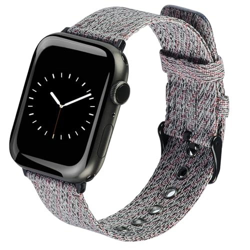SINGEAR Stripe Cloth Watch Strap Compatible for Apple Watch Band 38 40 41 42 44 45 46 49mm, Nylon Sport Wristband Replacement for iWatch Ultra Series 10/9/8/7/6/SE/5/4/3/2/1