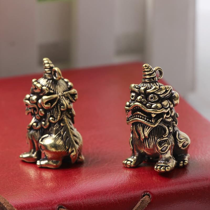 Estatua Feng Shui Pi Xiu Vintage de Bronce 2 Piezas miniatura 6