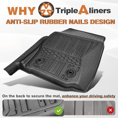 Image of TripleAliners Truck Mat Compatible with 2024-2025 Toyota Tacoma Double Cab Auto Trans Accessories w /5FT, Truck Bed Mat Heavy Duty Custom Fit All Weather Protection TPE Pickup Liner, with Floor Liners