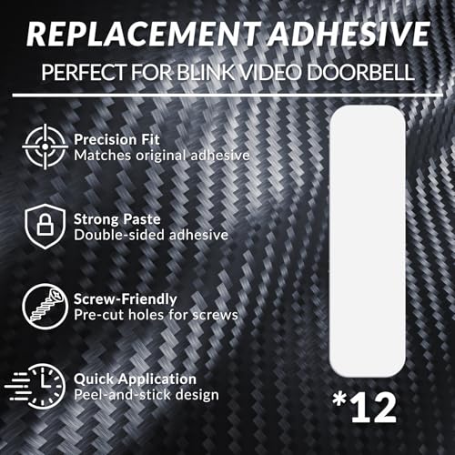 Image of Camera Adhesive Mount No Drill for Blink Doorbell - Mounting Tape | Heavy Duty Double Sided Tape | Pre-Cut Double-Sided Tape | No Drilling, No Screws, Residue-Free (12)