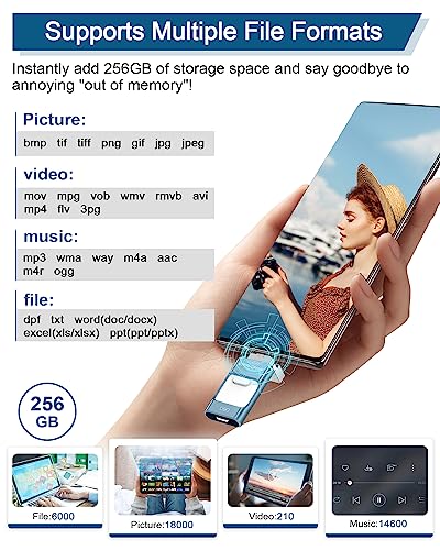 ZARMST USB Stick 256GB, 4 in 1 Flash Drive 3.0 High Speed Photostick - Image 4