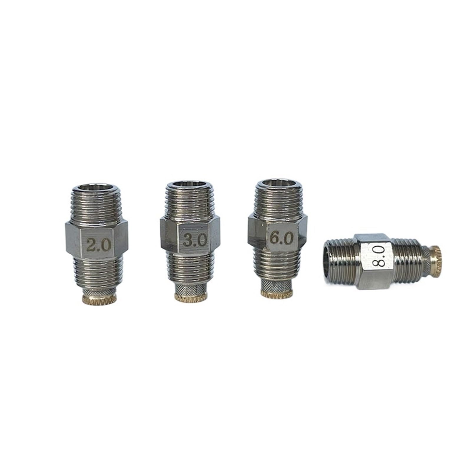 Boquilla de pulverización de abanico plano, Boquilla en abanico plano de acero inoxidable, 1/8 NPT, pulverizador cono sólido 60 grados, 24 tamaños(8.0 Mm)