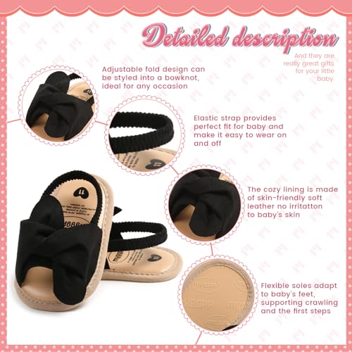 Image of Meckior Infant Baby Girls Boys Summer Sandals Open Toe Lace Princess Dress Wedding Flats Shoes Newborn Toddler Soft Non-slip Sole First Walker Crib Shoes