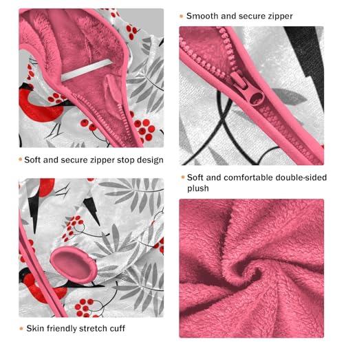 OTVEE Christmas Winter Birds Kids Hoodie Jacket Fall Spring Full Zip Warm Outwear Coat3