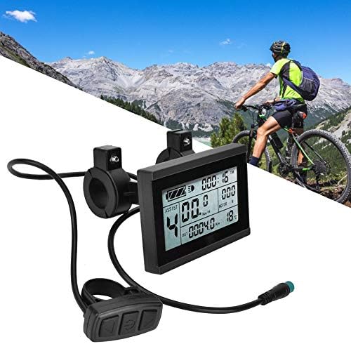 TKSE Bicycle Display Meter, KT-LCD3 Plastic Electric LCD Display Meter 6KM/H Push Auxiliary with Waterproof Connector for Bicycle Modification, 3.74x2.56inch