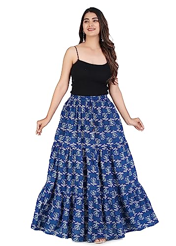 Image of Printed Cotton Women Wear Long Skirt Length 40 inch inch