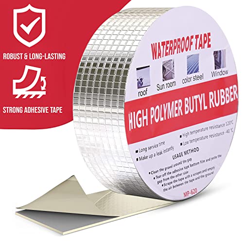 Image of Thump Leakage Repair Waterproof Duct Tape for Pipe & Roof Water Heavy Duty Leaks Solution Aluminum Foil Butyl Rubber Adhesive Sealing for Surface Cracks - Silver, 5 mtrs