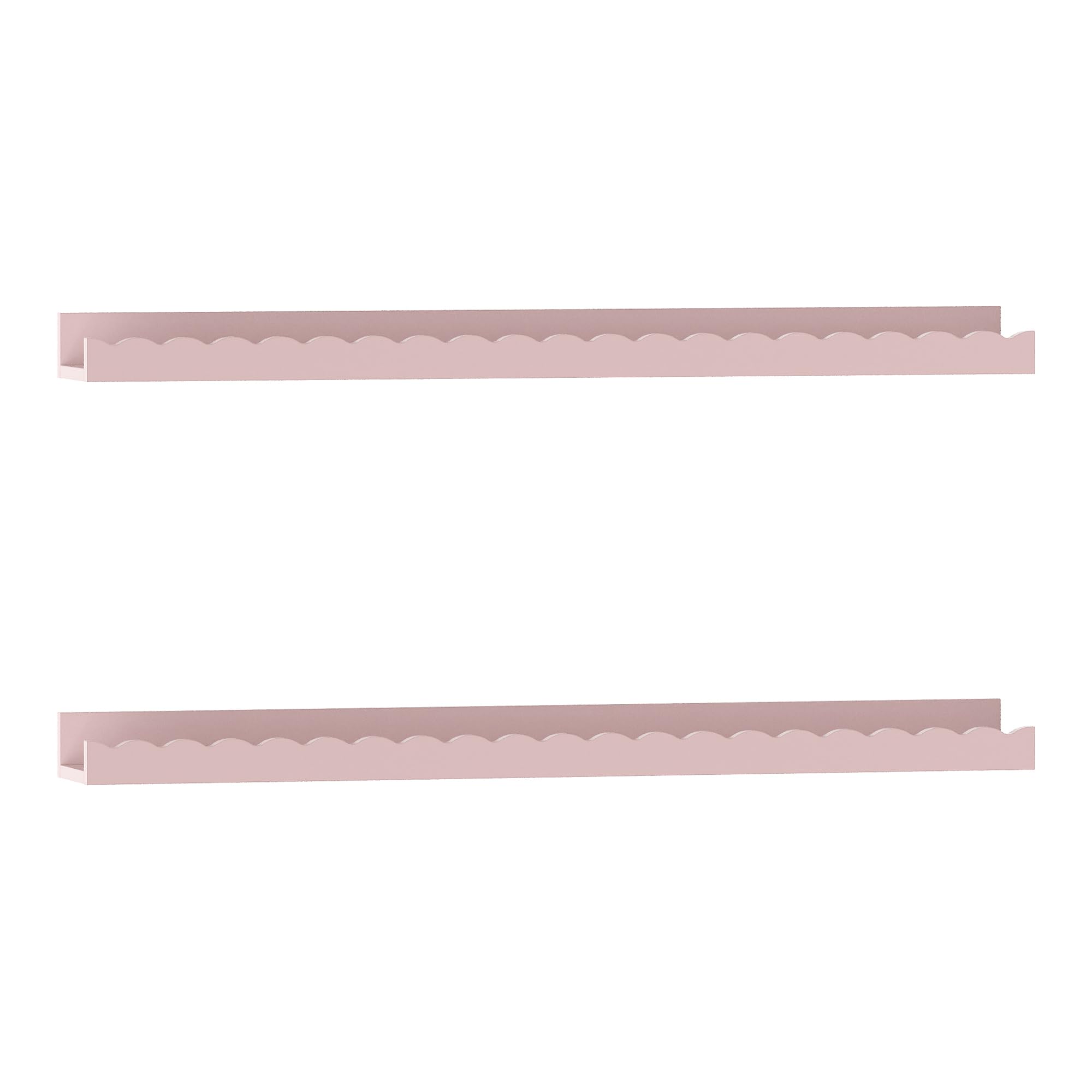 [en.casa] Set de 2 Estantes Flotantes Infantil Vestnes Baldas de Pared con Borde Ondulado Librería Dormitorio para Niños Habitación Infantil 60 x 10 x 5 cm Rosa - Algodón de azúcar