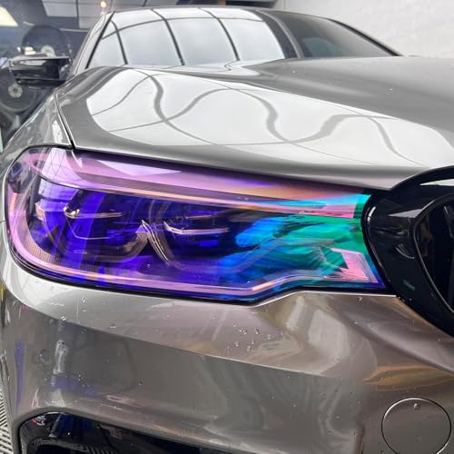 Image of HOME13 Self Adhesive Auto Car Tint Headlight Taillight Fog Light Vinyl Smoke Film Sheet Sticker Cover Car & Bike Protection Film (Chameleon Purple, 12x80 Inch)