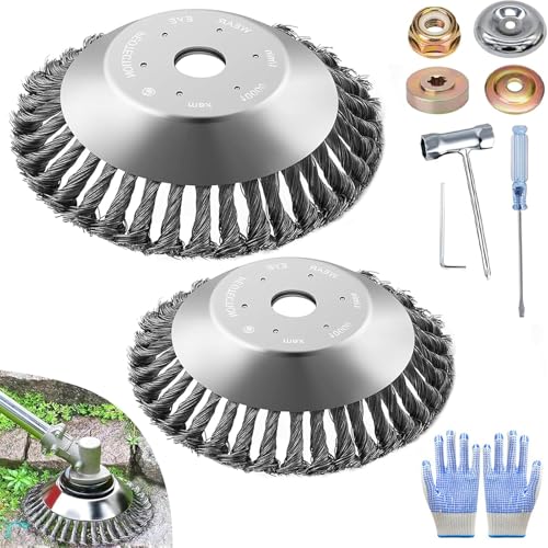 2 PCS Cepillo Profesional para Desbrozadora y Cortador de Alambre, Disco de Cabezal para Limpieza de Maleza
