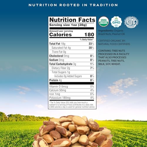 Image of CROP BY POP - Organic Brazil Nuts Roasted & Unsalted (32 Oz - 2 LB) Packed Fresh in Resealable Bag - USDA Organic, Non GMO - Naturally Grown, Vegan, Kosher