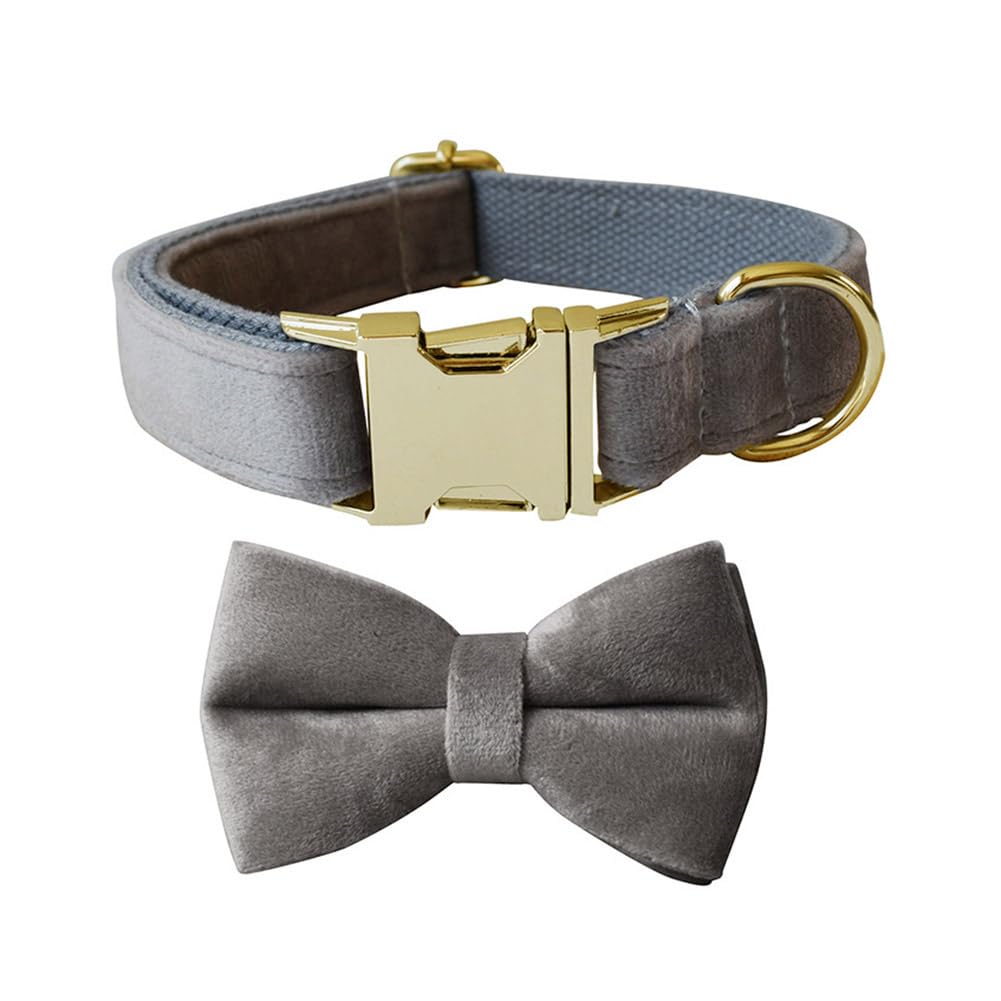 Bowtie Dog Collar, Soft & Comfy Velvet Dog Bow tie Collar, Detachable and Adjustable Dog Collars for Small Medium or Large Dogs and Cat with Safety