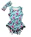 Anbaby Baby Girl Pumpkin And Ghost Bodysuit Pompom Romper with Headband Halloween Outfit Clothes