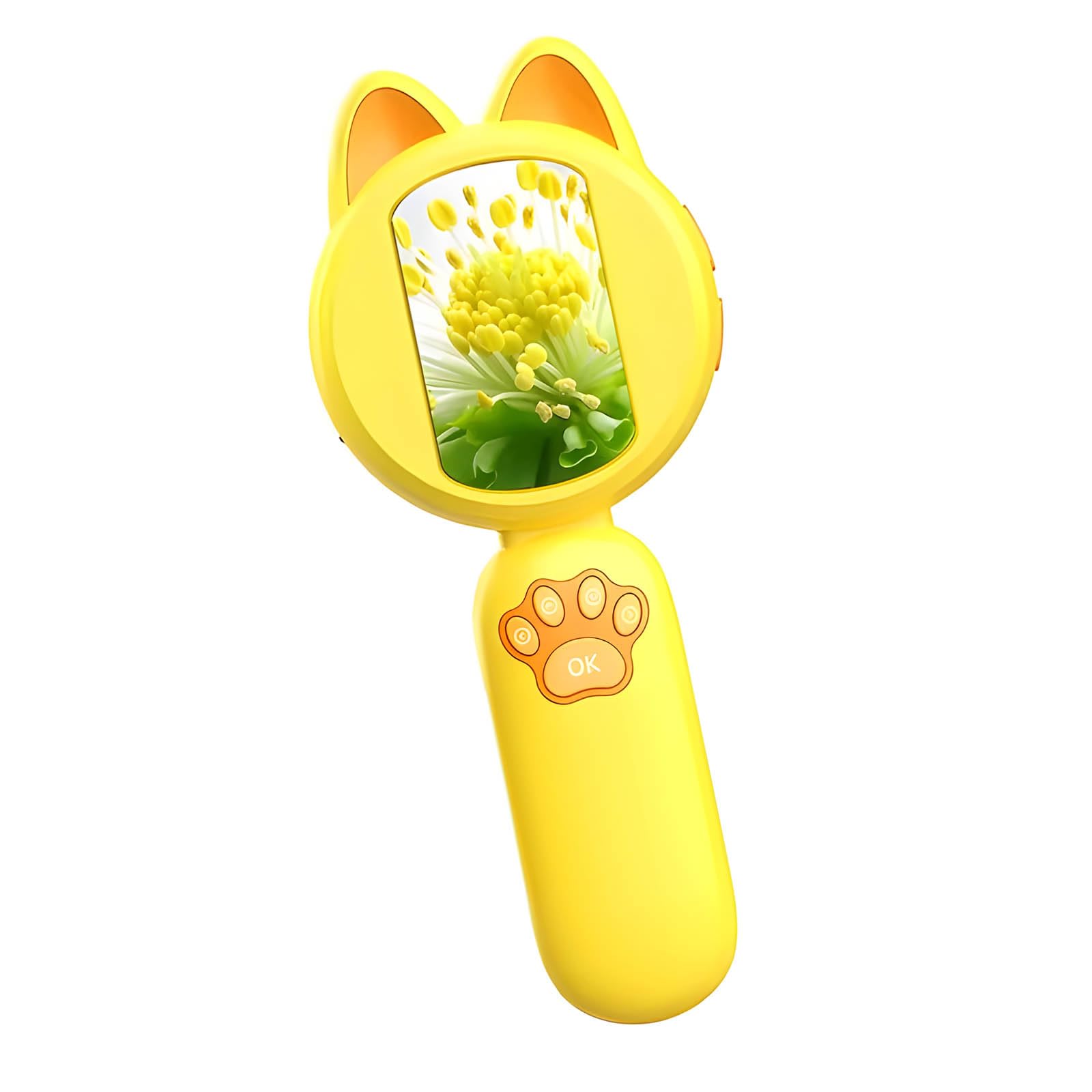 Microscopio de mano digital recargable de 4.3 pulgadas, amarillo