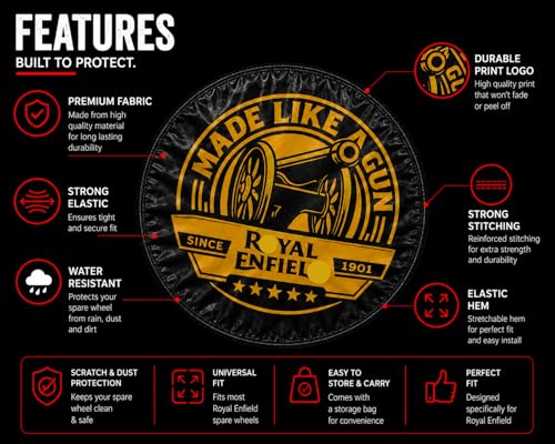 Image of Petrol Tank Cover for Bullet, Classic 350 /500, Electra and Standard, Black, Stretchable Fabric, Since 1901 Logo