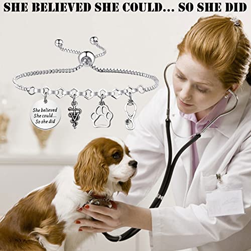 PLITI Veterinarian Gift Vet Tech Appreciation Gift She Believed She Could So She Did Veterinary Student Graduation Bangle3